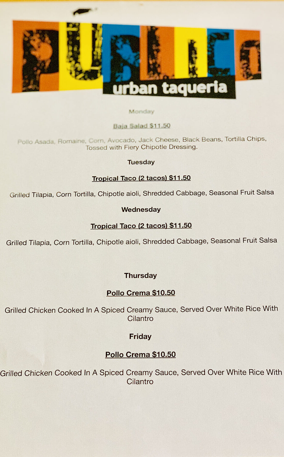 OUR MENU – Publico Taqueria